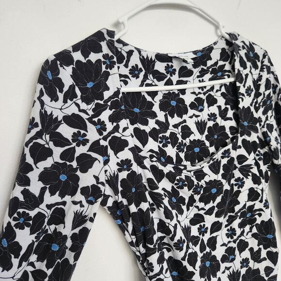 REISS Square Neck Floral Ruched Long Sleeve Top S Cottagecore Fairy Farmhouse - Picture 4 of 9